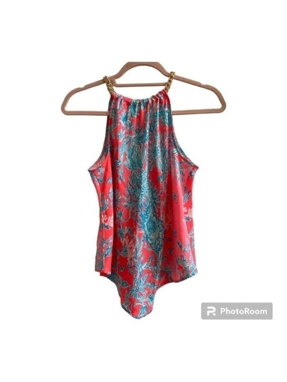 Lilly Pulitzer Shelly Bay Halter Top Coral Spritz XXS - Picture 2 of 10